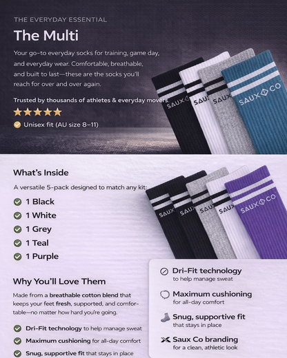 multi Coloured socks, 5 pack